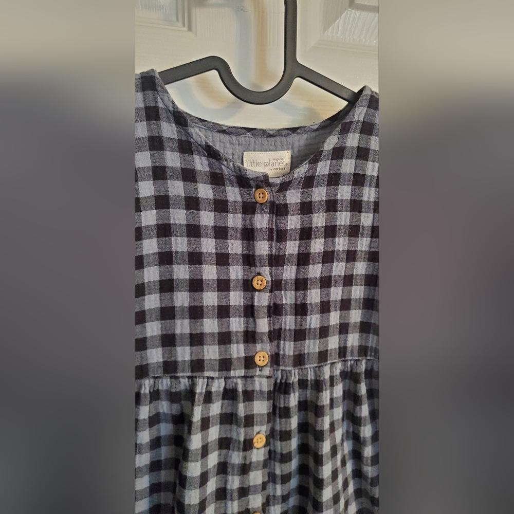 Organic Little Planet Girls Gingham Dress size 5T - Picture 2 of 5